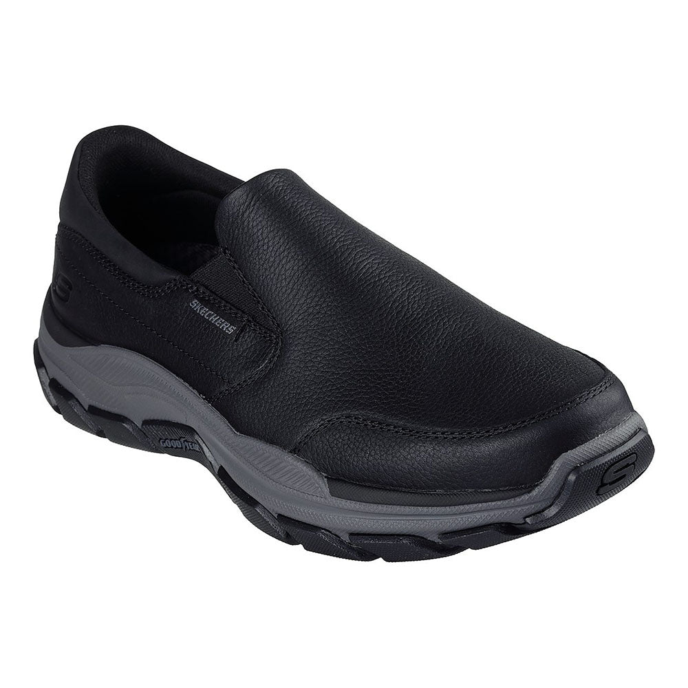 Skechers Men's Respected-Calum Goodyear Rubber Low Profile Leather Slip On with Twin Gore Loafer, Black, 12