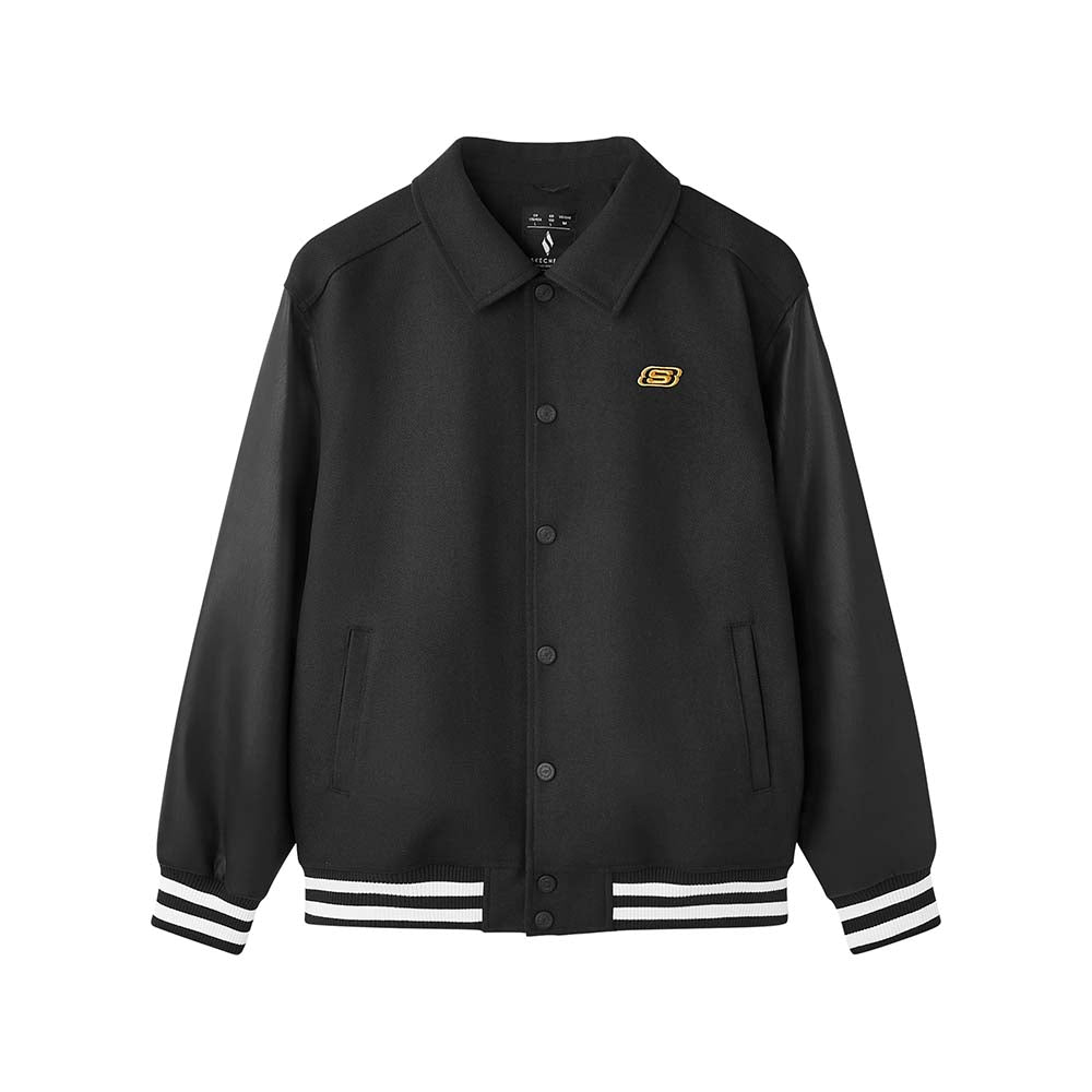Skechers men's CNY Woven Quilted Jacket in Black Beauty for lifestyle wear