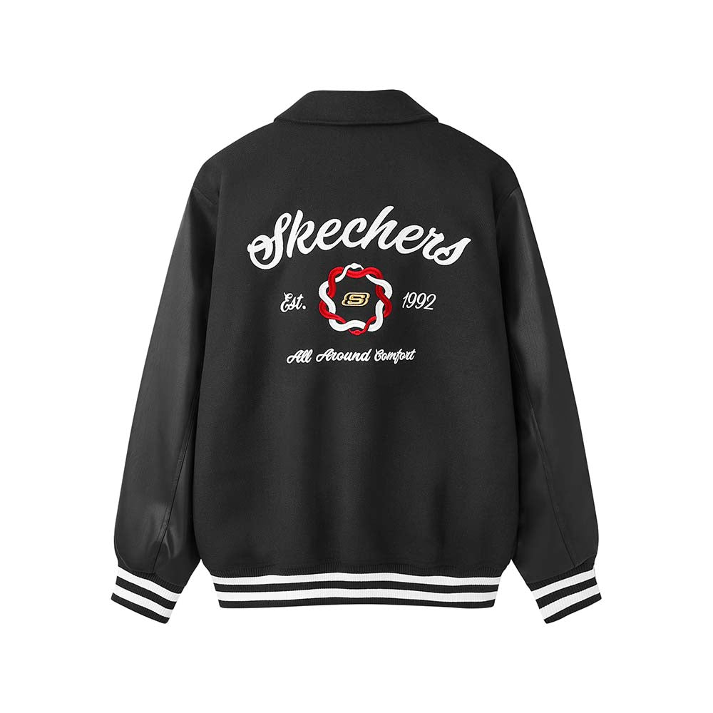 Skechers men's CNY Woven Quilted Jacket in Black Beauty for lifestyle wear
