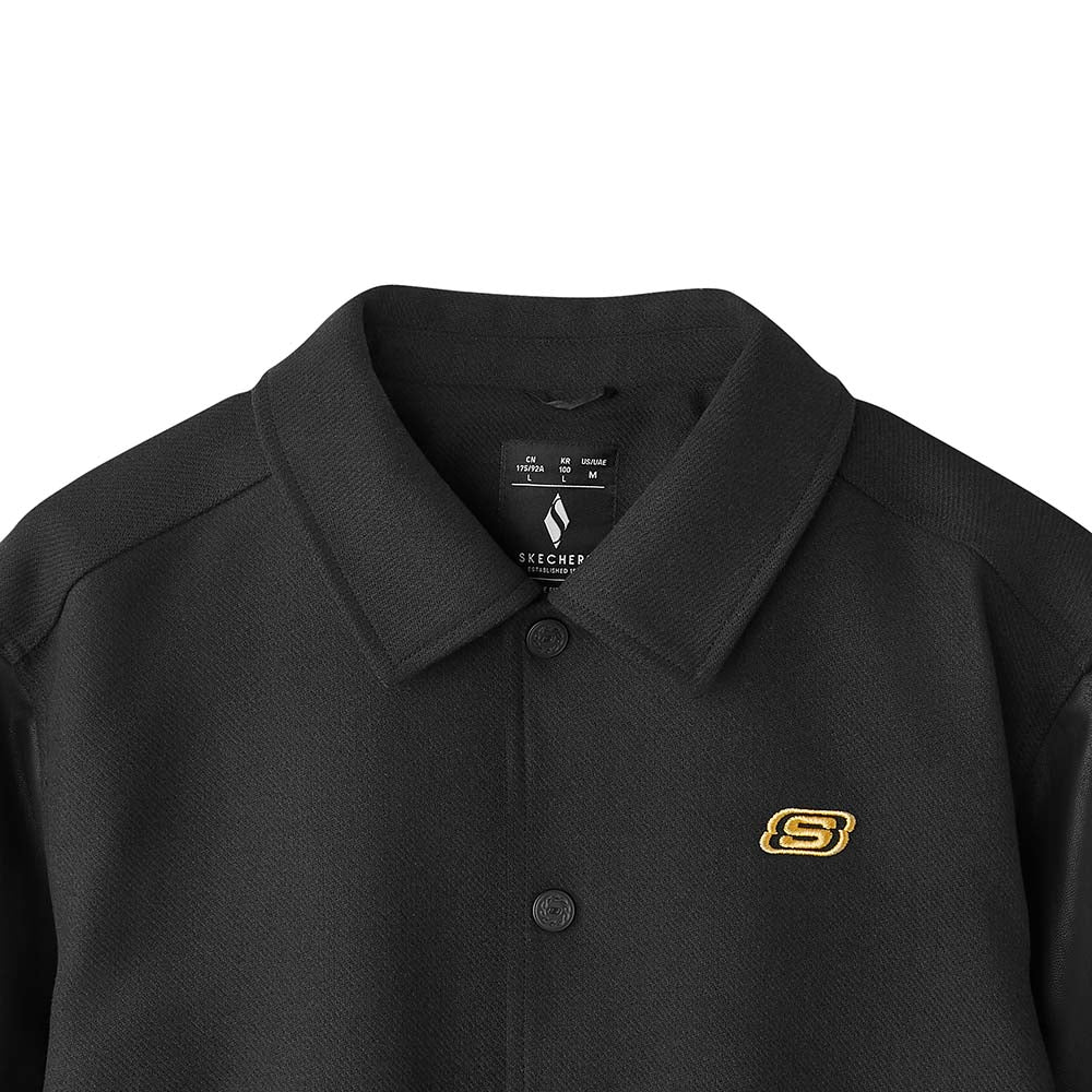 Skechers men's CNY Woven Quilted Jacket in Black Beauty for lifestyle wear
