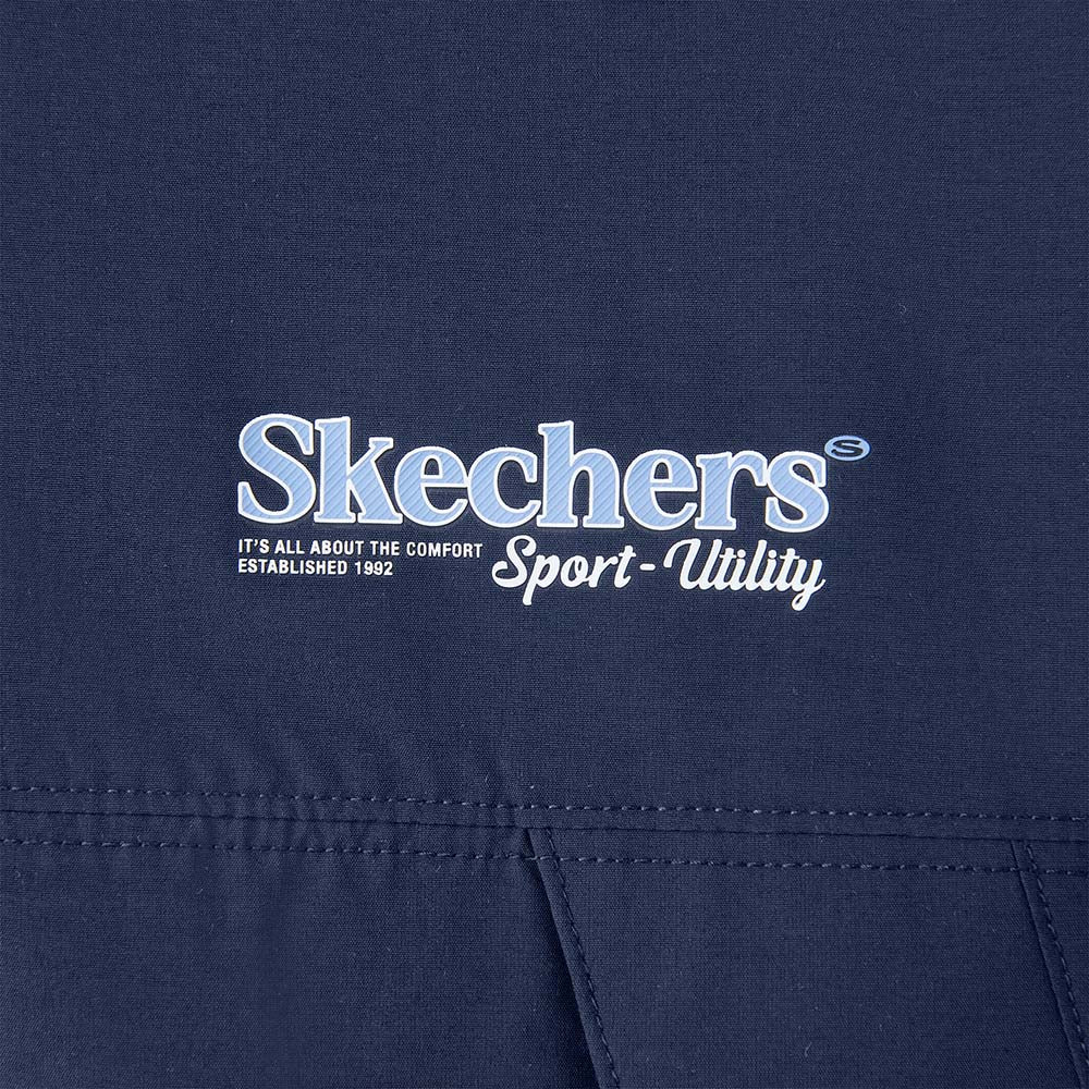 Skechers men's Sport-Utility Reversible Quilted Jacket in Light White/Gray for lifestyle wear