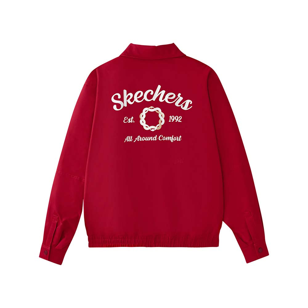 Skechers unisex CNY Woven Quilted Jacket in Savvy Red for lifestyle wear