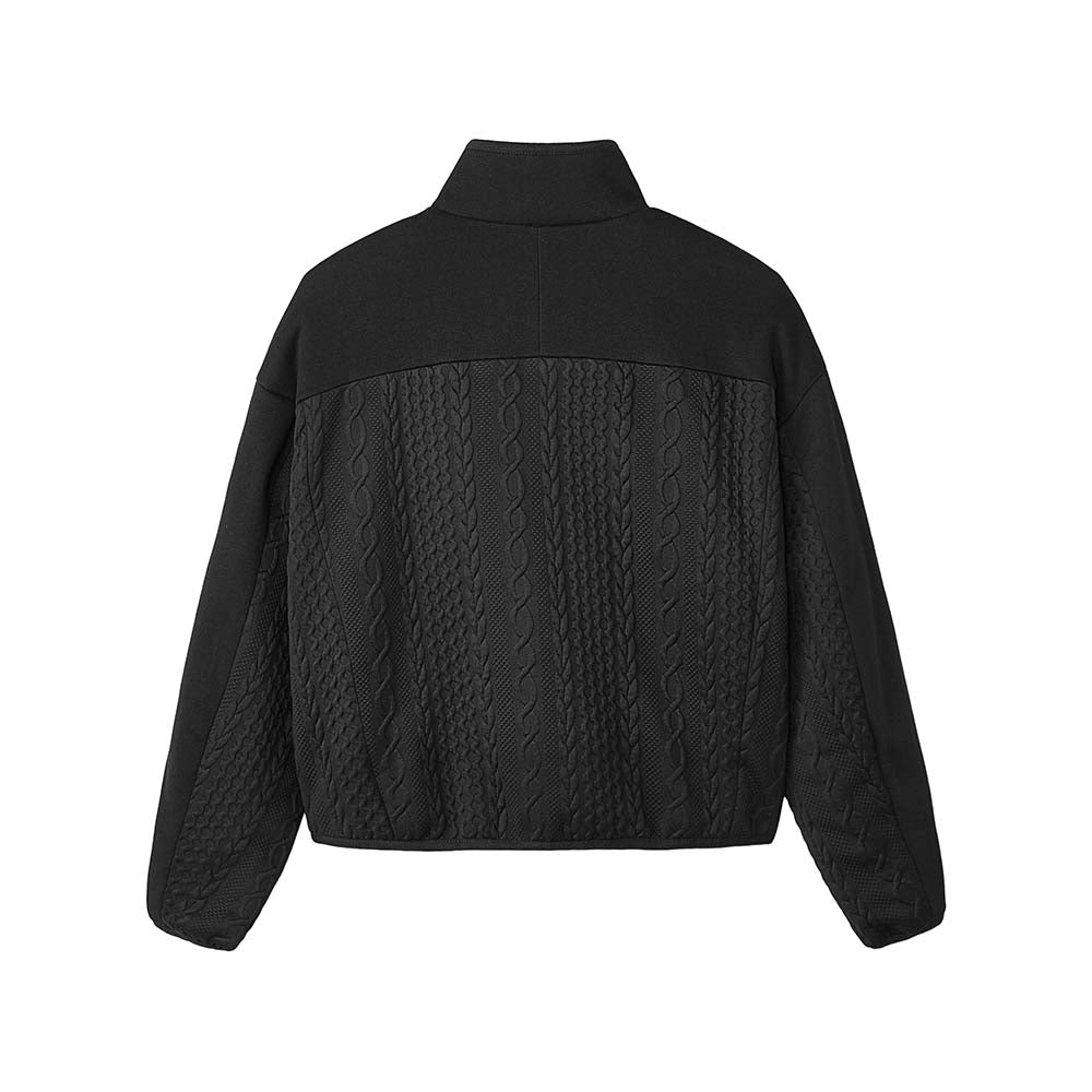 Skechers women's CNY Knit Quilted Jacket in Black Beauty for lifestyle wear