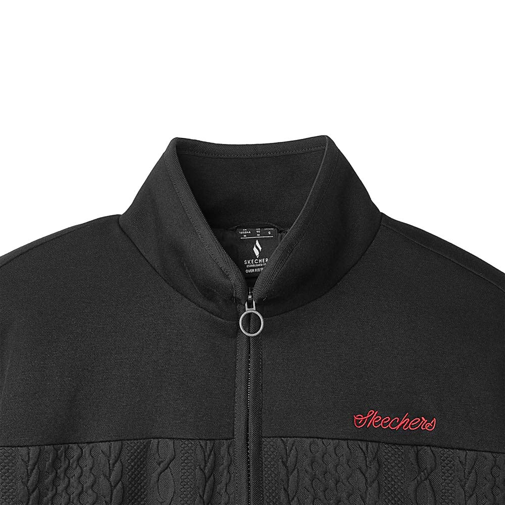 Skechers women's CNY Knit Quilted Jacket in Black Beauty for lifestyle wear