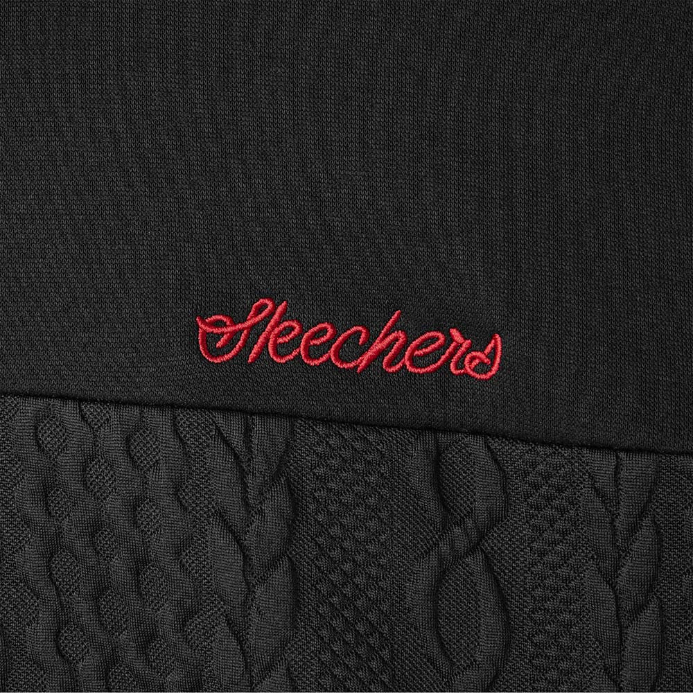 Skechers women's CNY Knit Quilted Jacket in Black Beauty for lifestyle wear