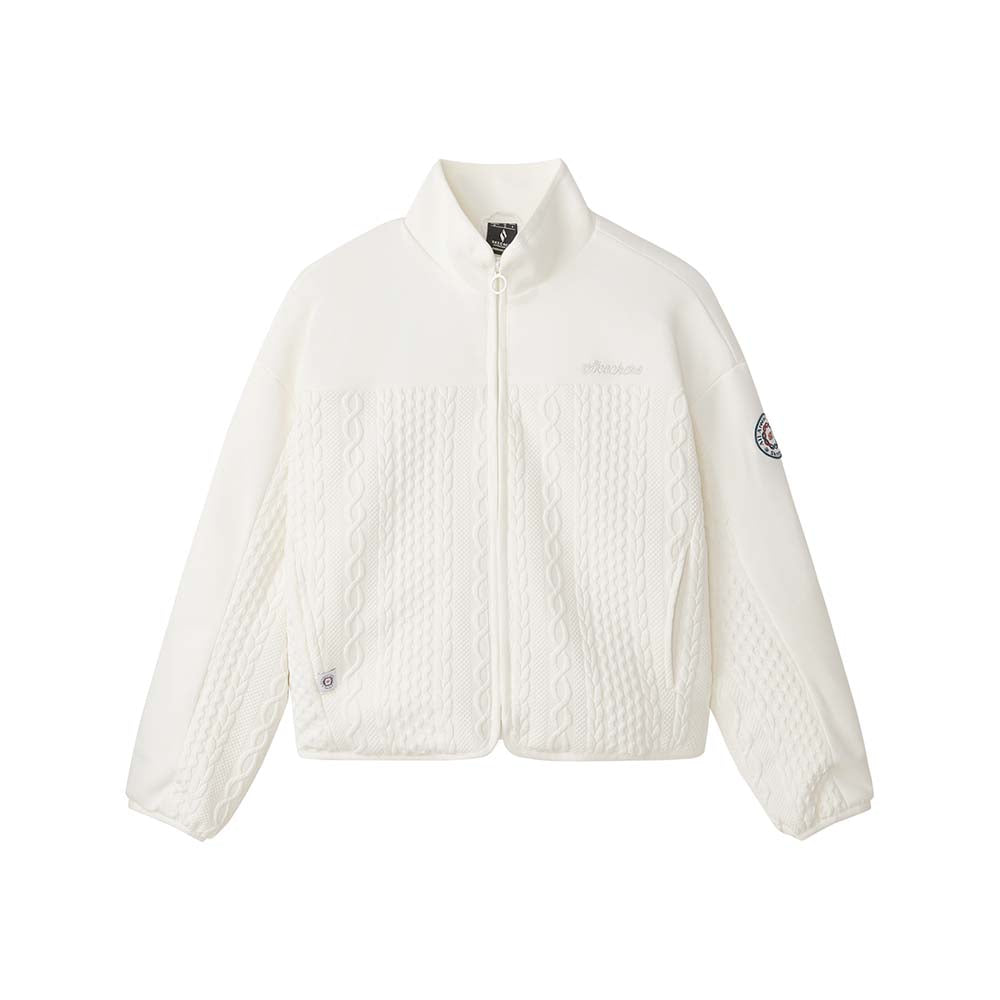 Skechers women's CNY Knit Quilted Jacket in Marshmallow for lifestyle wear