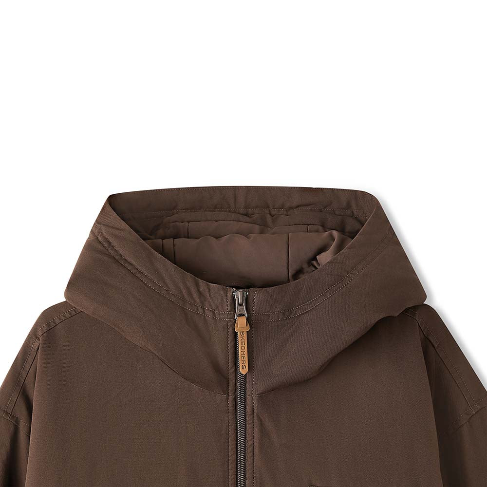 Skechers unisex CNY Woven Quilted Jacket in Dark Caramel Brown for lifestyle wear