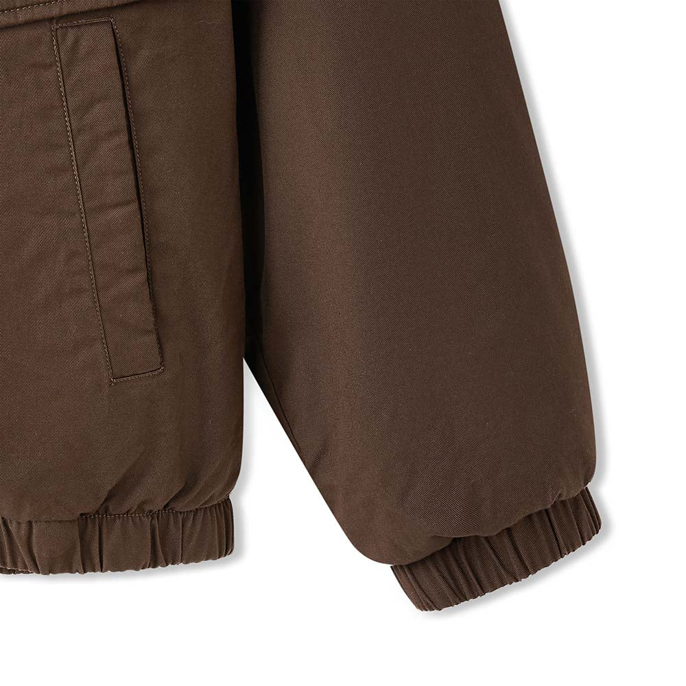 Skechers unisex CNY Woven Quilted Jacket in Dark Caramel Brown for lifestyle wear