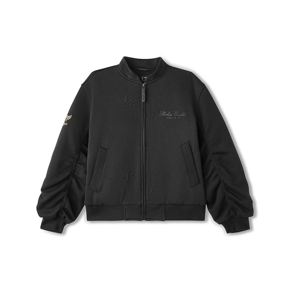 Skechers women's CNY Knit Quilted Jacket in Black Beauty for lifestyle wear
