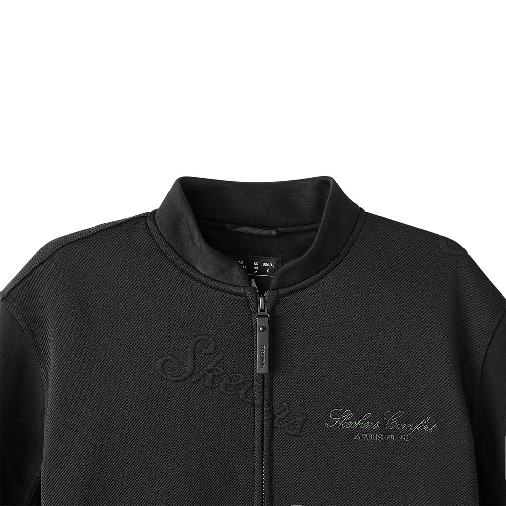 Skechers women's CNY Knit Quilted Jacket in Black Beauty for lifestyle wear