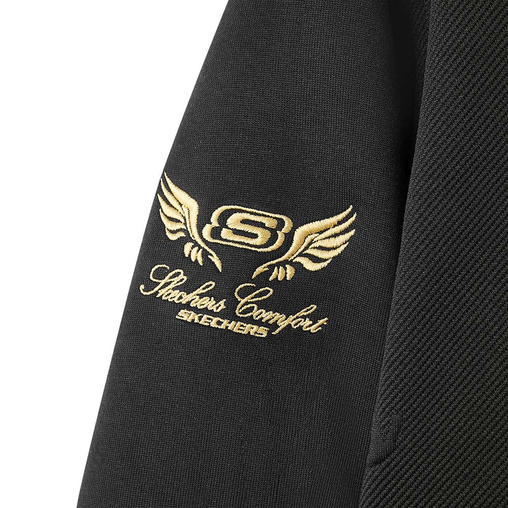 Skechers women's CNY Knit Quilted Jacket in Black Beauty for lifestyle wear
