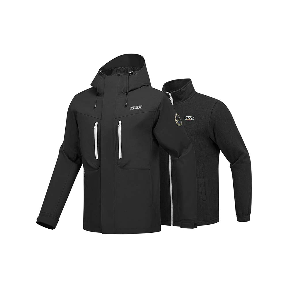 Skechers men's Go Trail 3 in 1 Jacket in Black Beauty for outdoor performance wear