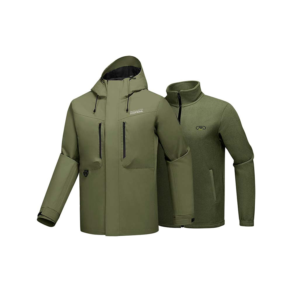 Skechers men's Go Trail 3 in 1 Jacket in Kalamata Green for outdoor performance wear