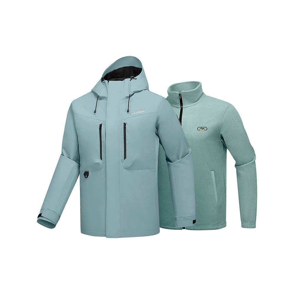 Skechers men's Go Trail 3 in 1 Jacket in Lead Green for outdoor performance wear