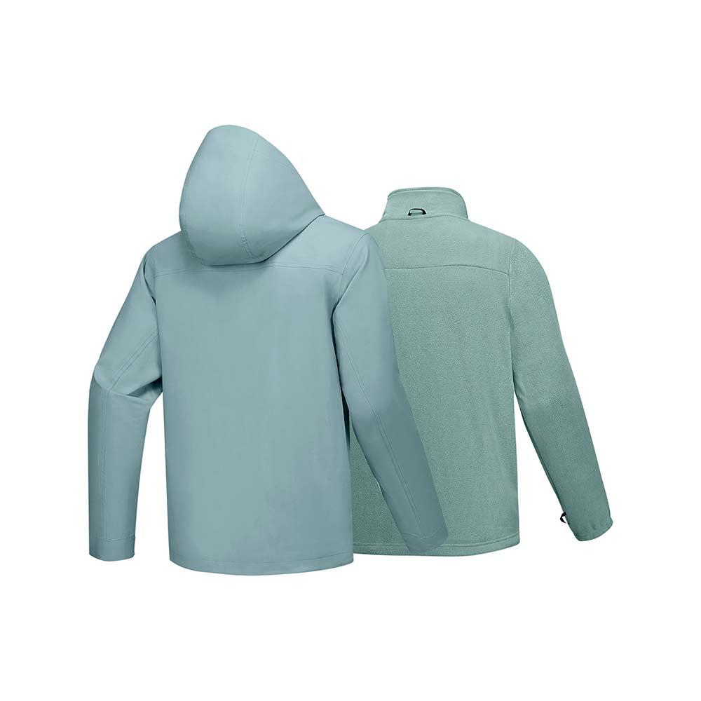 Skechers men's Go Trail 3 in 1 Jacket in Lead Green for outdoor performance wear