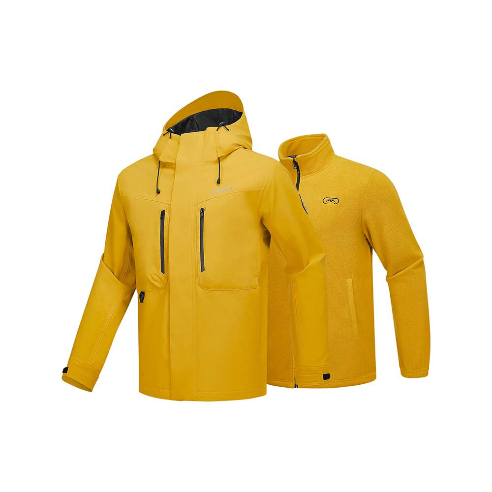 Skechers men's Go Trail 3 in 1 Jacket in Warm Golden Yellow for outdoor performance wear