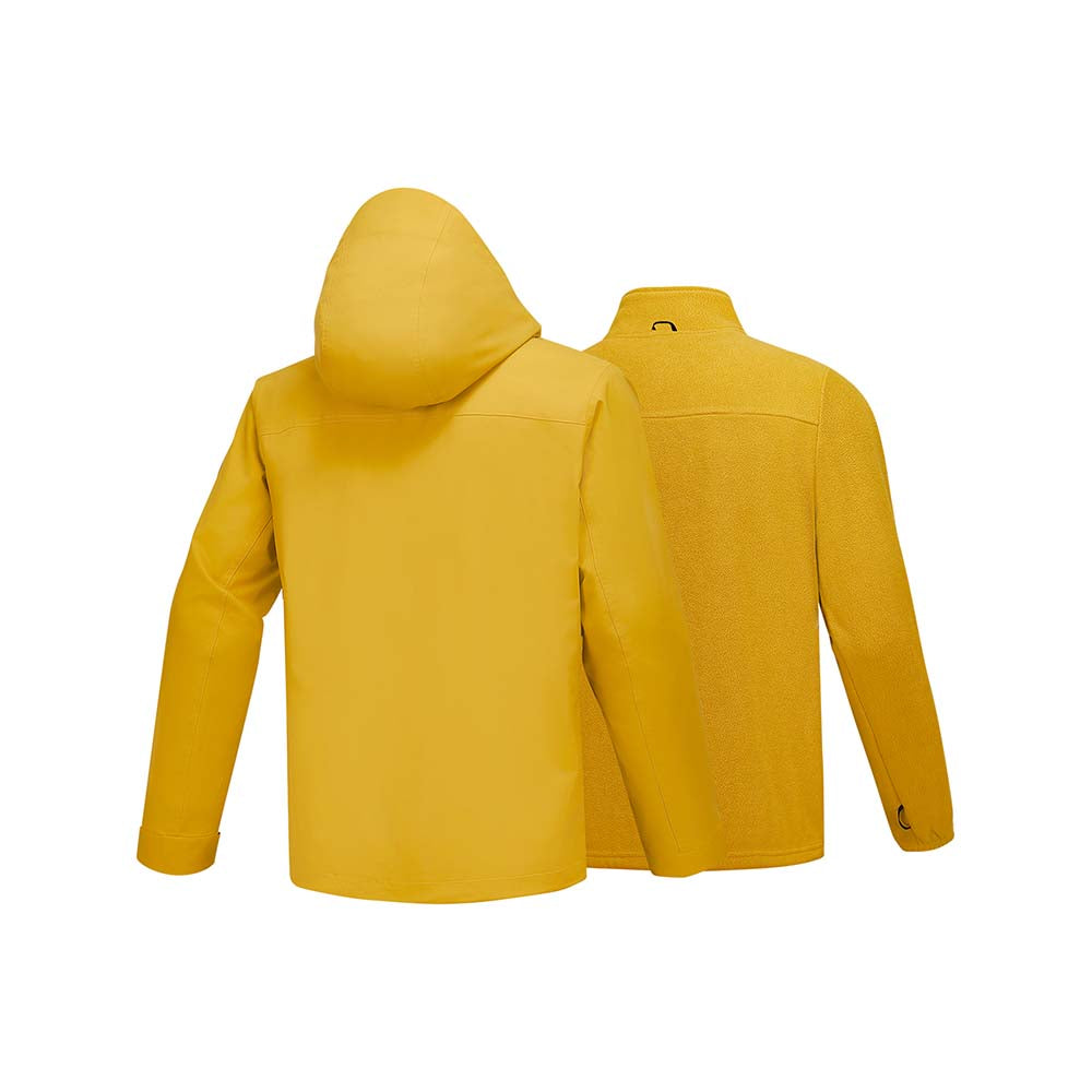 Skechers men's Go Trail 3 in 1 Jacket in Warm Golden Yellow for outdoor performance wear