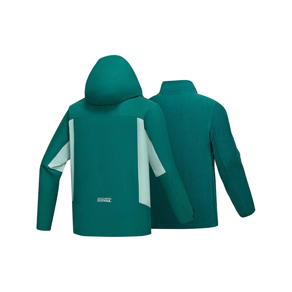 Skechers men's Go Trail 3 in 1 Jacket in Seaweed Army Green for outdoor performance wear