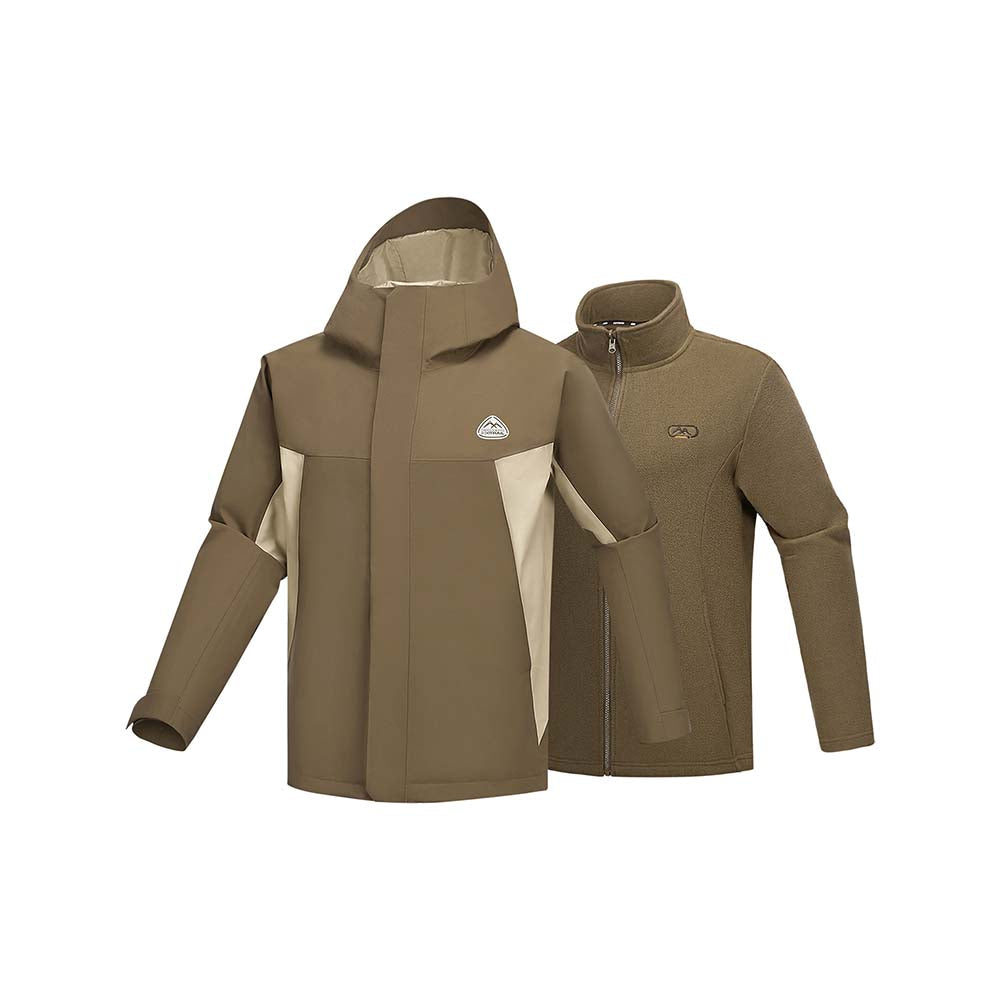 Skechers men's Go Trail 3 in 1 Jacket in Coffee Brown for outdoor performance wear