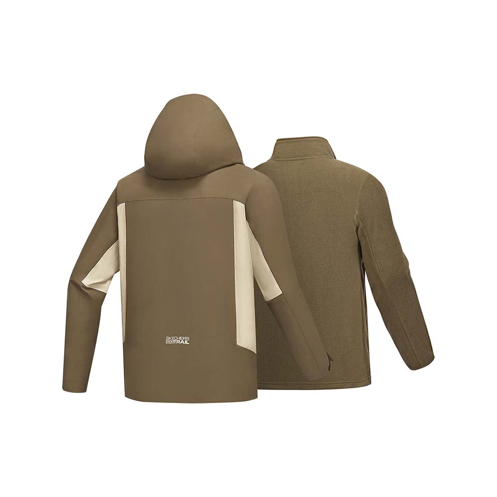 Skechers men's Go Trail 3 in 1 Jacket in Coffee Brown for outdoor performance wear