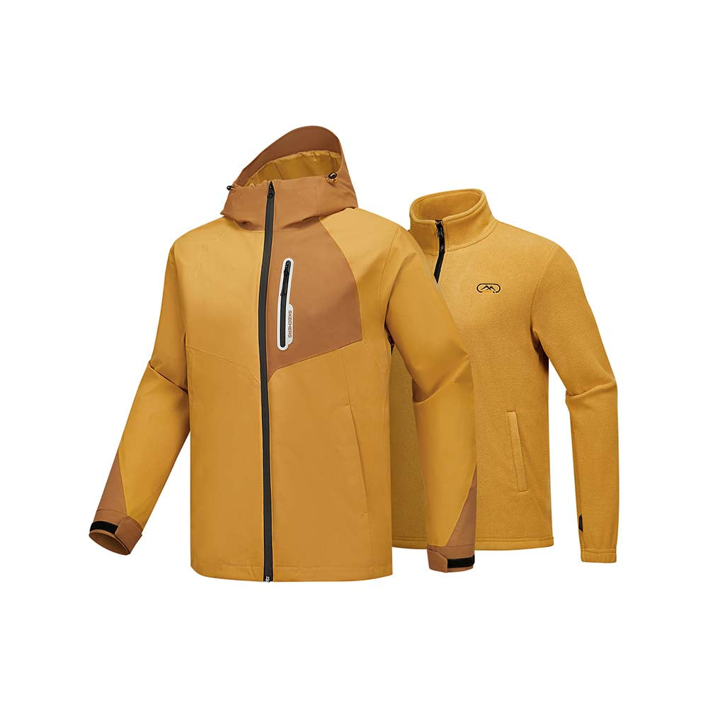 Skechers men's Go Trail 3 in 1 Jacket in Oak Brown for outdoor performance wear