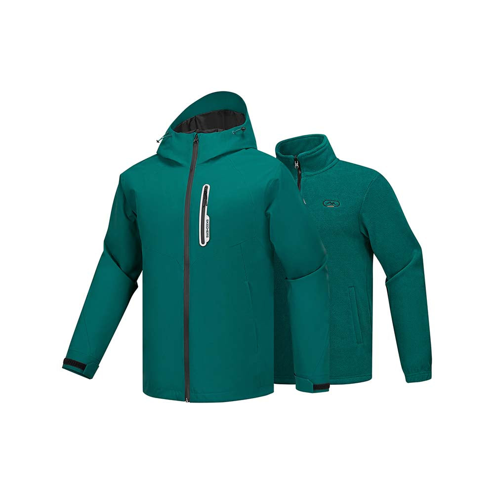 Skechers men's Go Trail 3 in 1 Jacket in Seaweed Army Green for outdoor performance wear