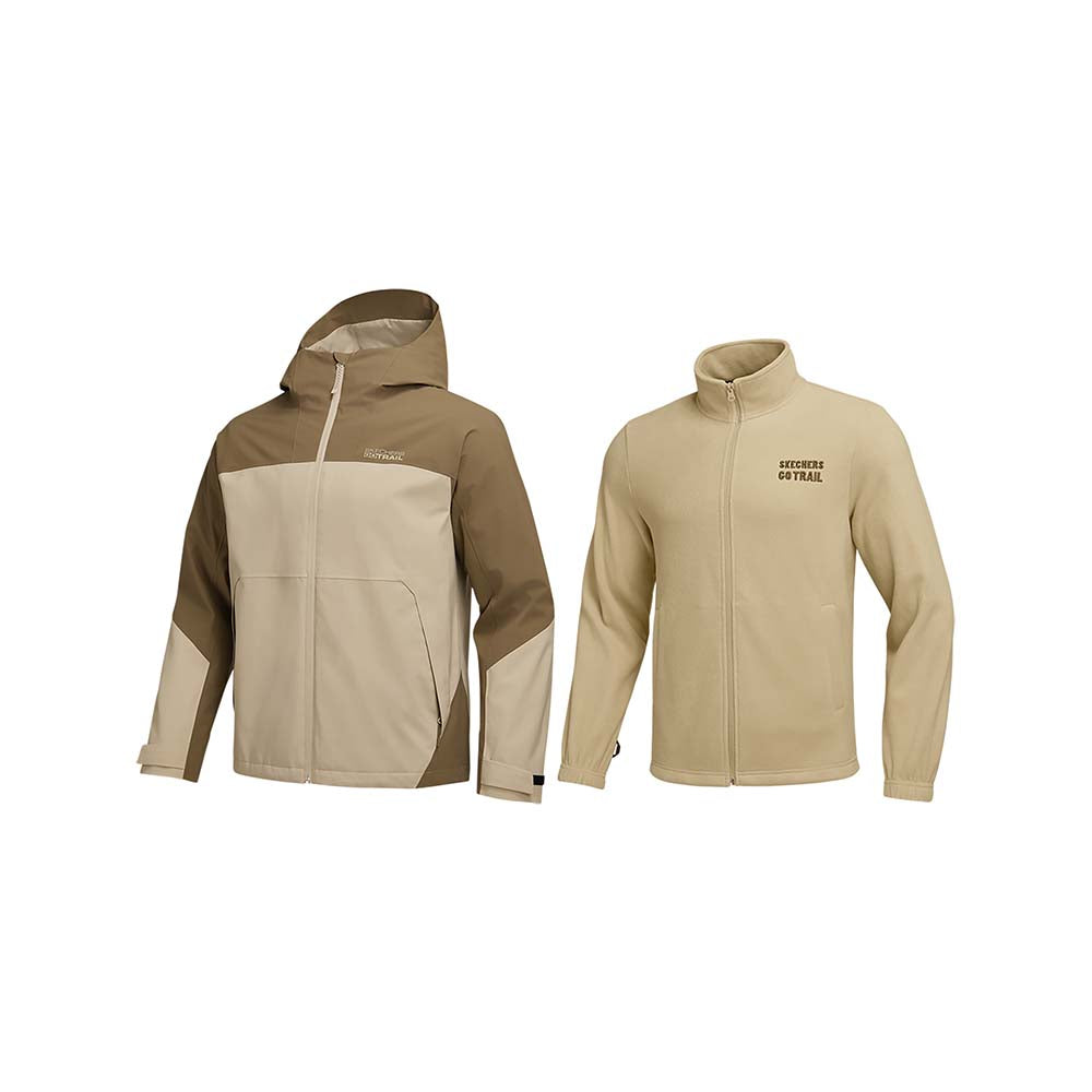 Skechers men's Go Trail 3 in 1 Jacket in Irish Cream for outdoor performance wear