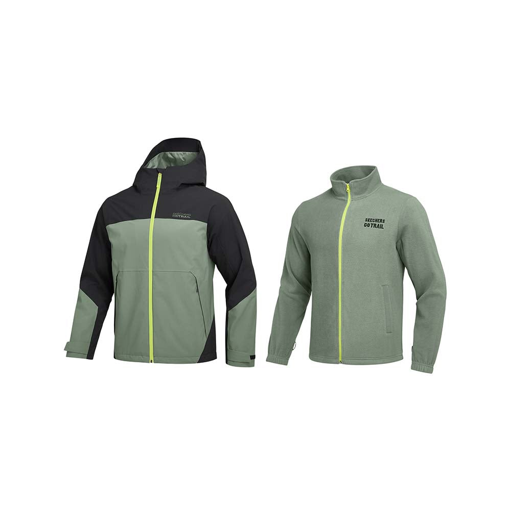 Skechers men's Go Trail 3 in 1 Jacket in Agave Green for outdoor performance wear