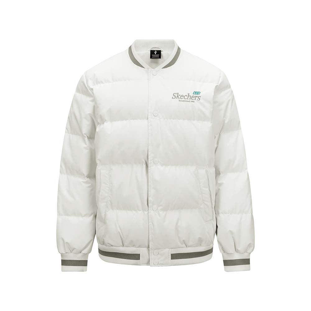 Skechers unisex Sport-Utility Woven Down Jacket in Marshmallow for lifestyle wear
