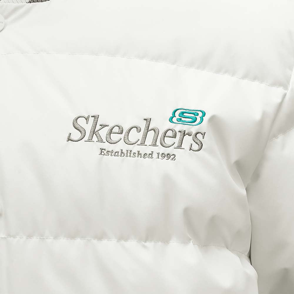 Skechers unisex Sport-Utility Woven Down Jacket in Marshmallow for lifestyle wear