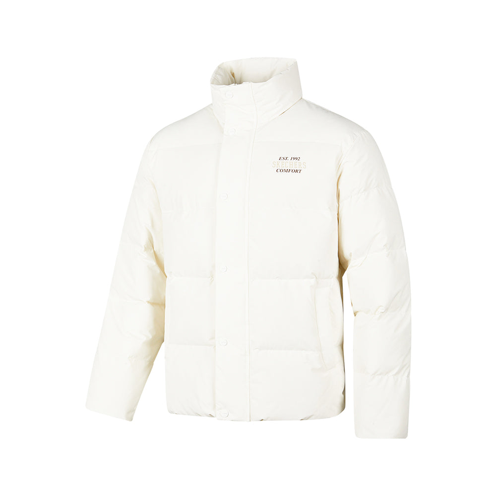 Skechers unisex Sport-Utility Woven Down Jacket in Marshmallow for lifestyle wear