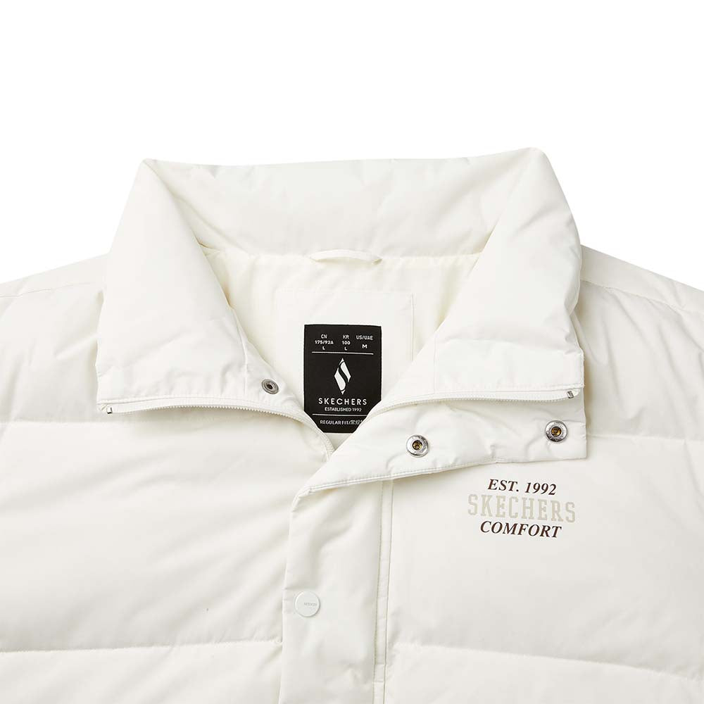 Skechers unisex Sport-Utility Woven Down Jacket in Marshmallow for lifestyle wear
