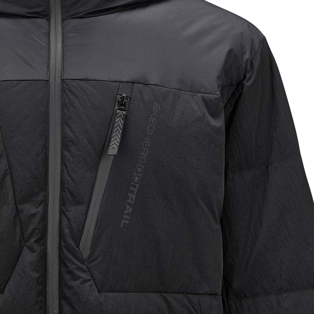 Skechers unisex Go Trail Woven Down Jacket in Black Beauty for outdoor performance wear