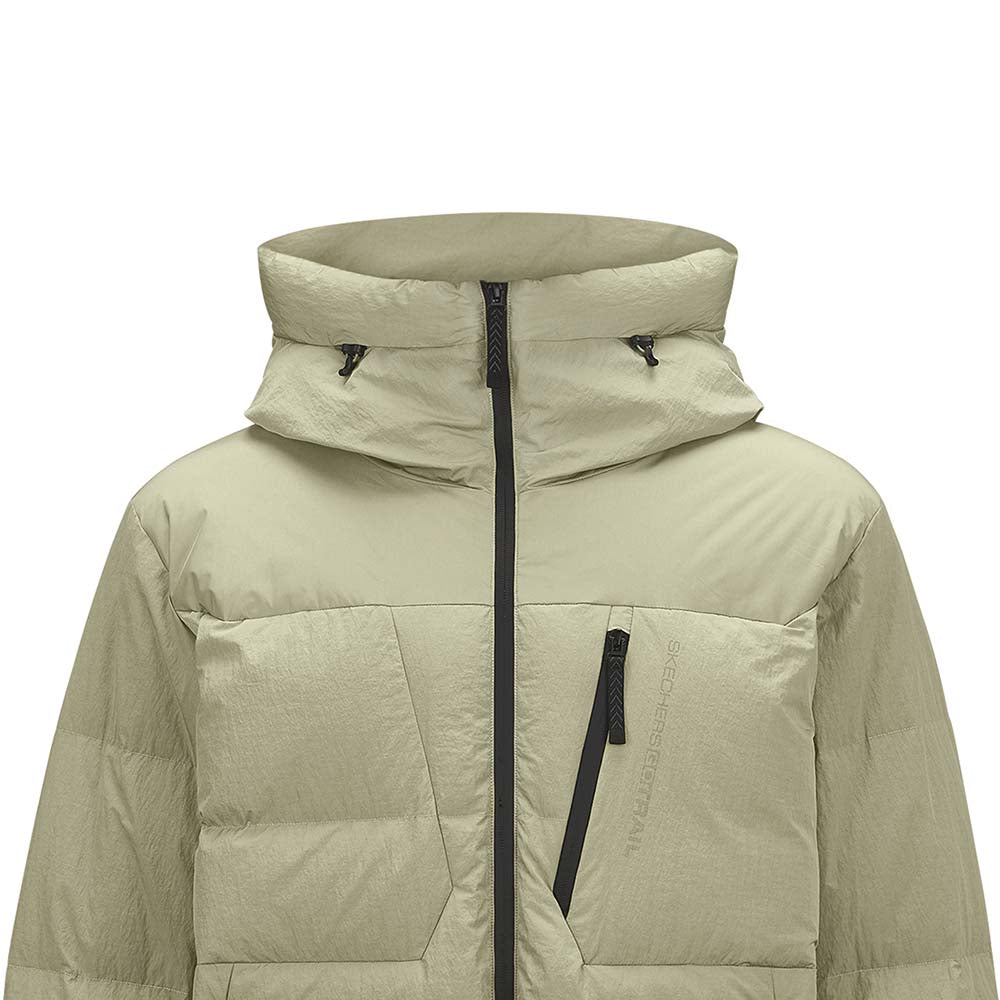 Skechers unisex Go Trail Woven Down Jacket in Sage Beige for outdoor performance wear