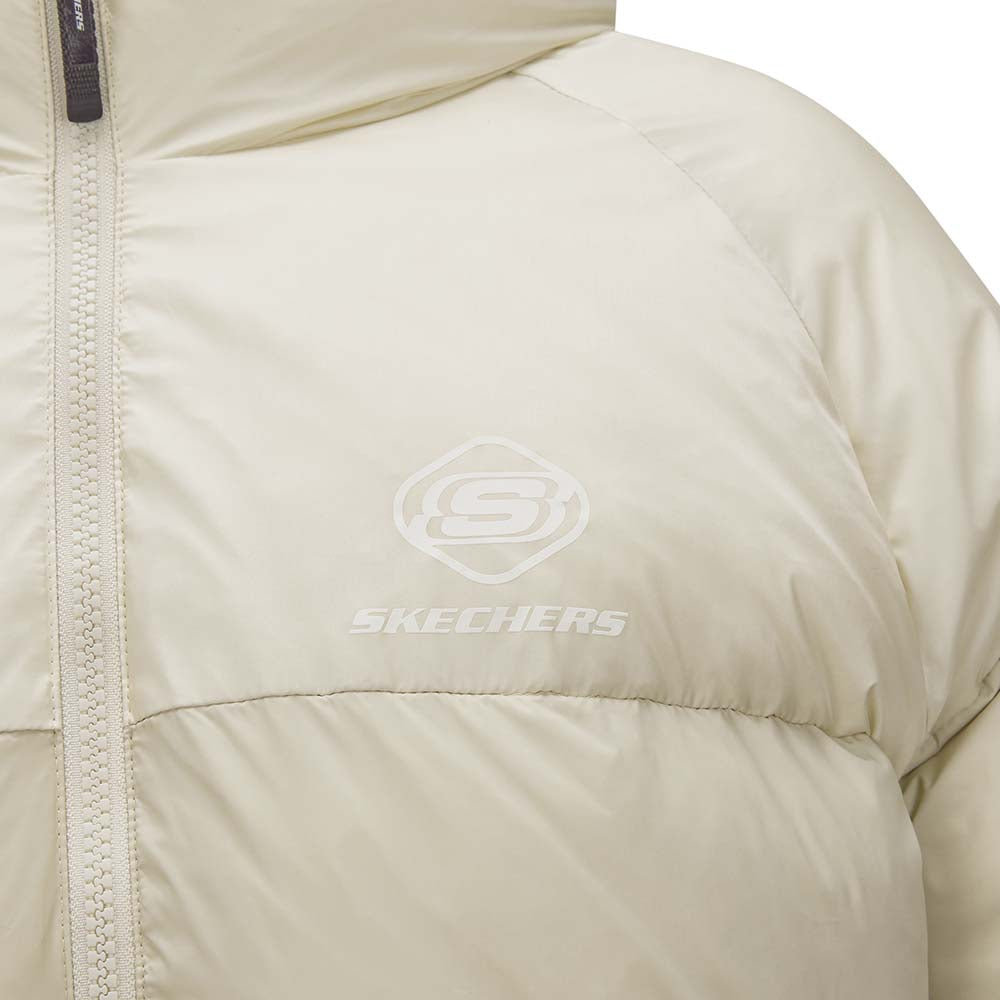 Skechers women's Sport-Utility Woven Down Jacket in Peyote for lifestyle wear