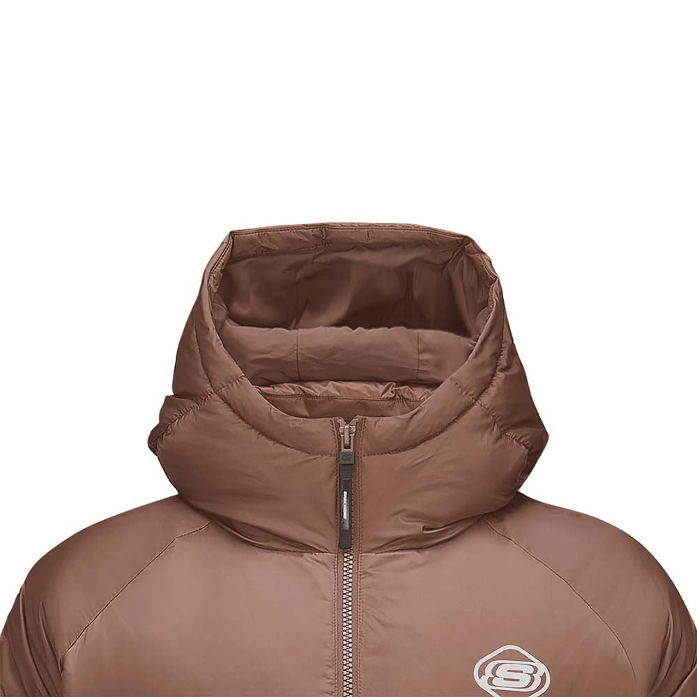 Skechers women's Sport-Utility Woven Down Jacket in Cappuccino for lifestyle wear