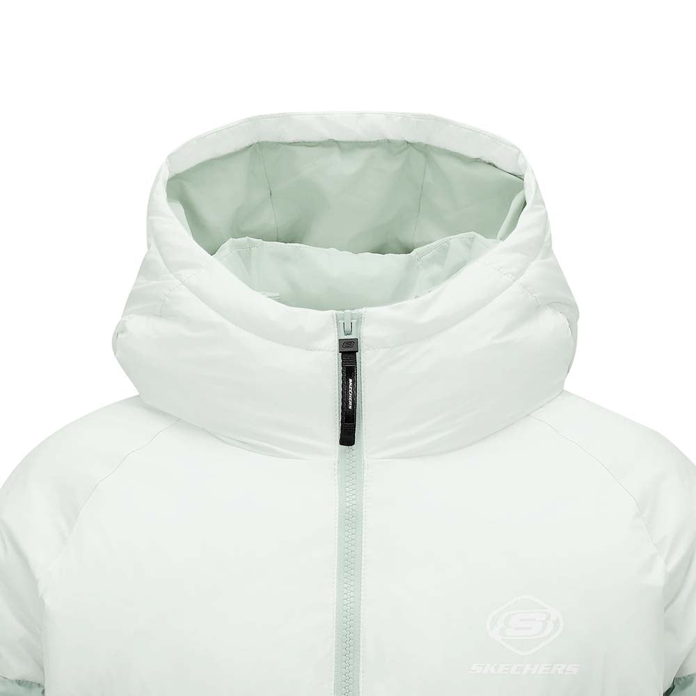 Skechers women's Sport-Utility Woven Down Jacket in Mercury Green for lifestyle wear