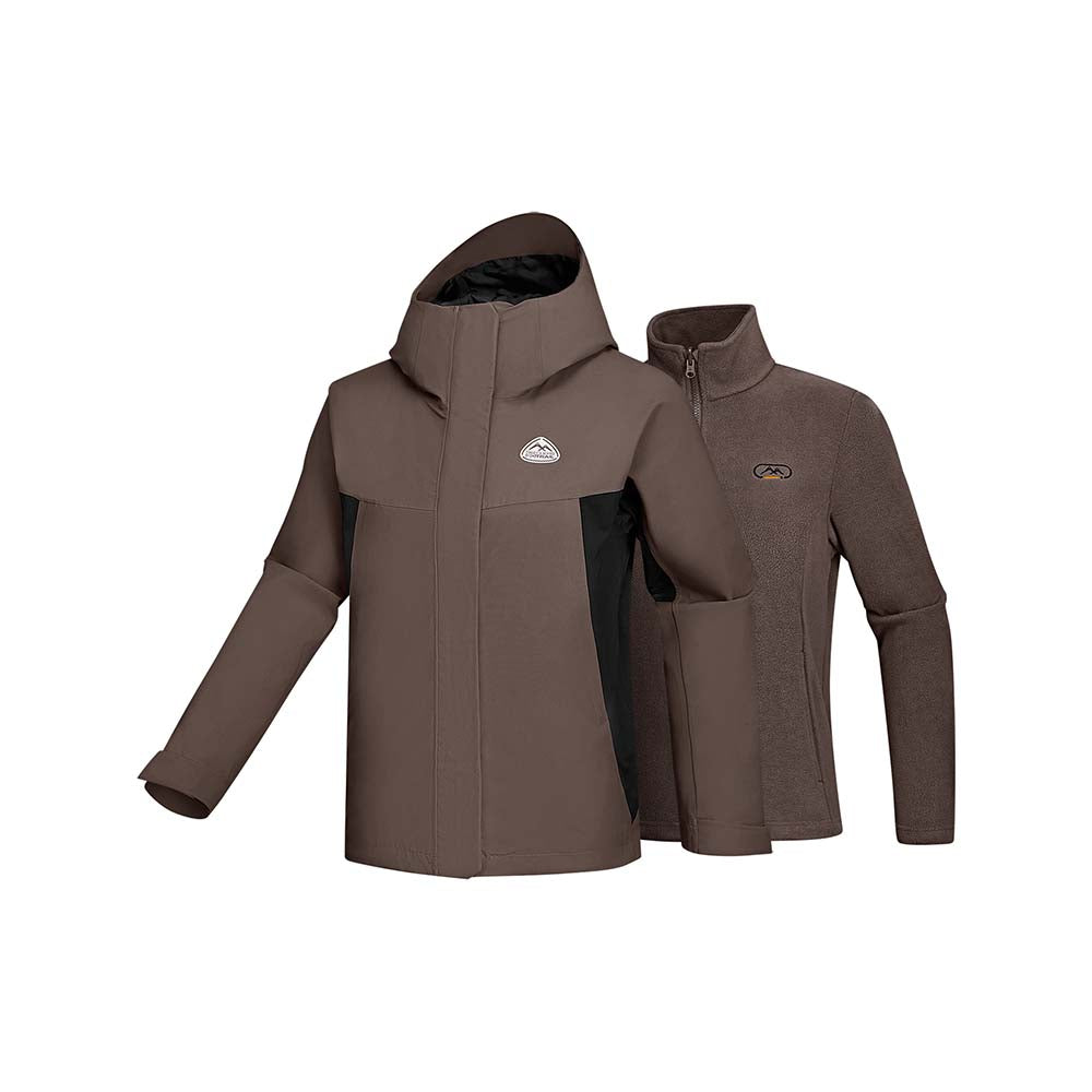 Skechers women's Go Trail 3 in 1 Jacket in Chocolate Brown for outdoor performance wear