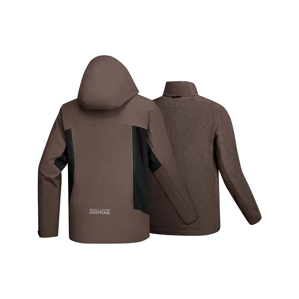 Skechers women's Go Trail 3 in 1 Jacket in Chocolate Brown for outdoor performance wear