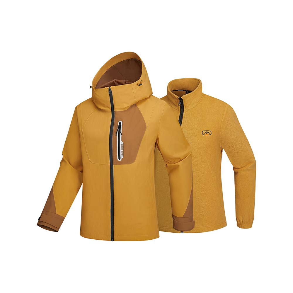 Skechers women's Go Trail 3 in 1 Jacket in Oak Brown for outdoor performance wear