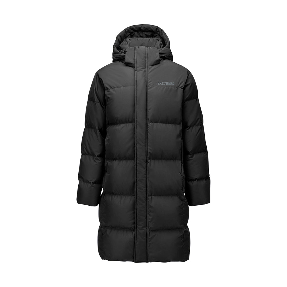 Skechers men's Sport-Utility Woven Down Coat in Black Beauty for lifestyle wear