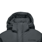 Skechers men's Sport-Utility Woven Down Coat in Gray Pinstripe for lifestyle wear