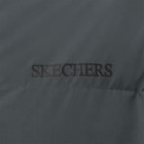 Skechers men's Sport-Utility Woven Down Coat in Gray Pinstripe for lifestyle wear