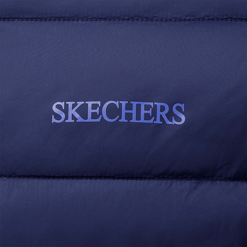 Skechers unisex Sport-Utility Woven Quilted Hooded Jacket in Peacoat for outdoor performance wear