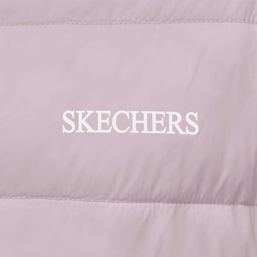 Skechers unisex Sport-Utility Woven Quilted Hooded Jacket in Mauve Shadows for outdoor performance wear