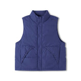 Skechers women's Timeless Woven Down Vest in Skipper Blue for lifestyle wear