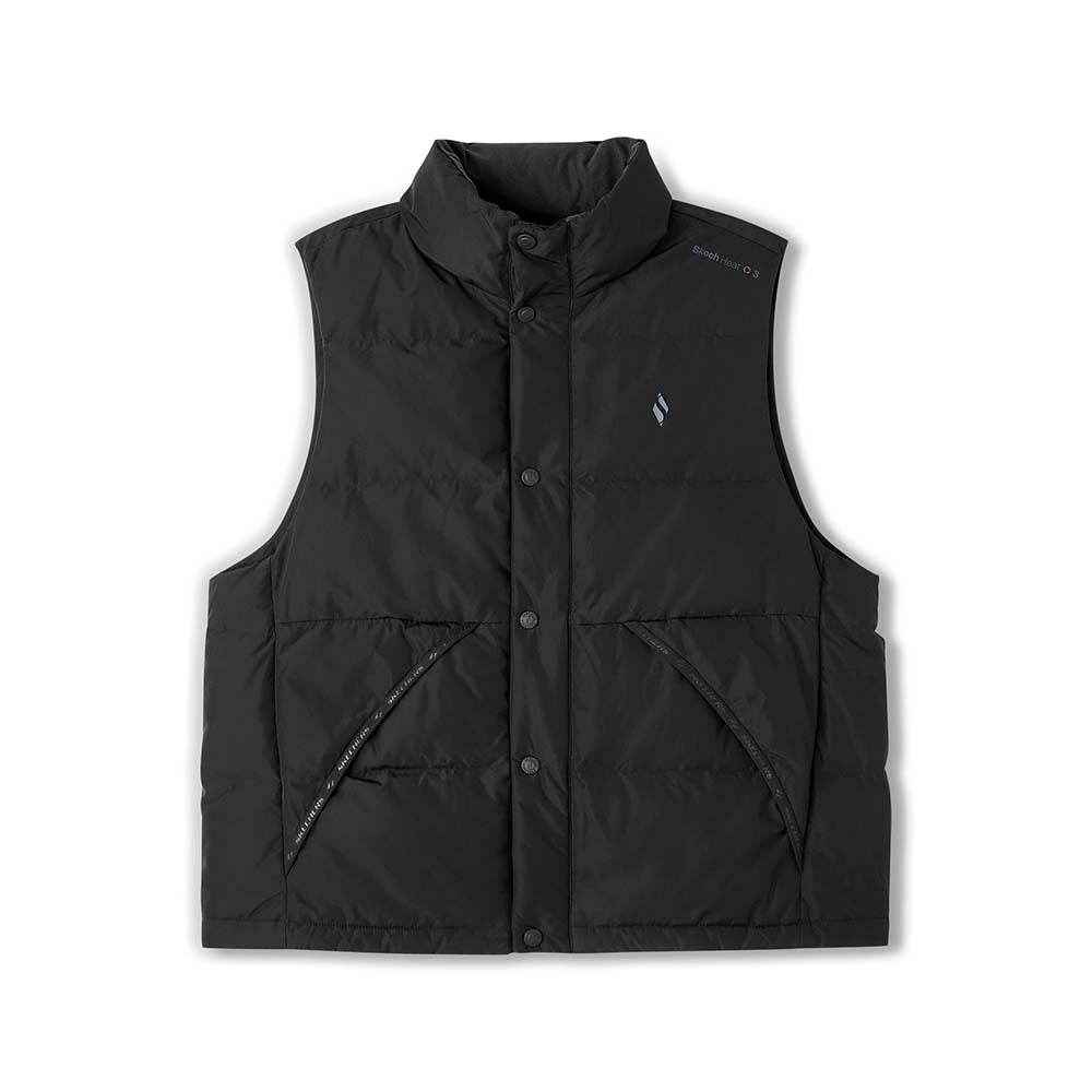 Skechers women's Timeless Woven Down Vest in Moonless Night for lifestyle wear
