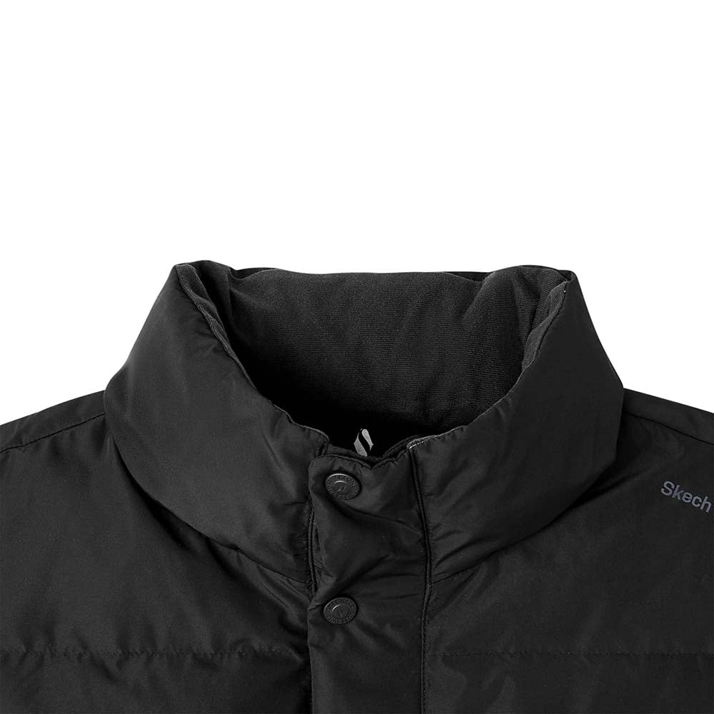 Skechers women's Timeless Woven Down Vest in Moonless Night for lifestyle wear
