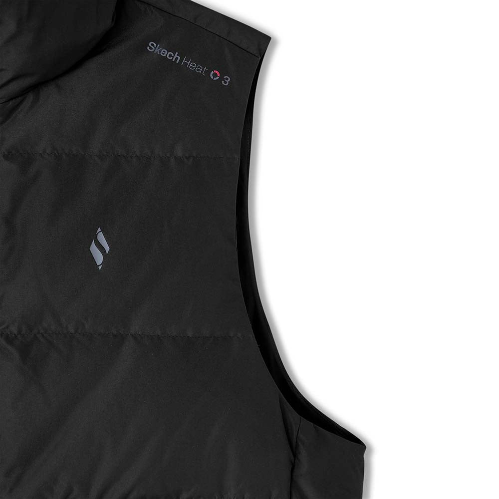 Skechers women's Timeless Woven Down Vest in Moonless Night for lifestyle wear