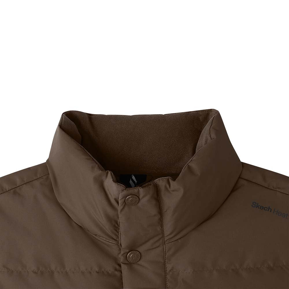 Skechers women's Timeless Woven Down Vest in Pinecone Brown for lifestyle wear